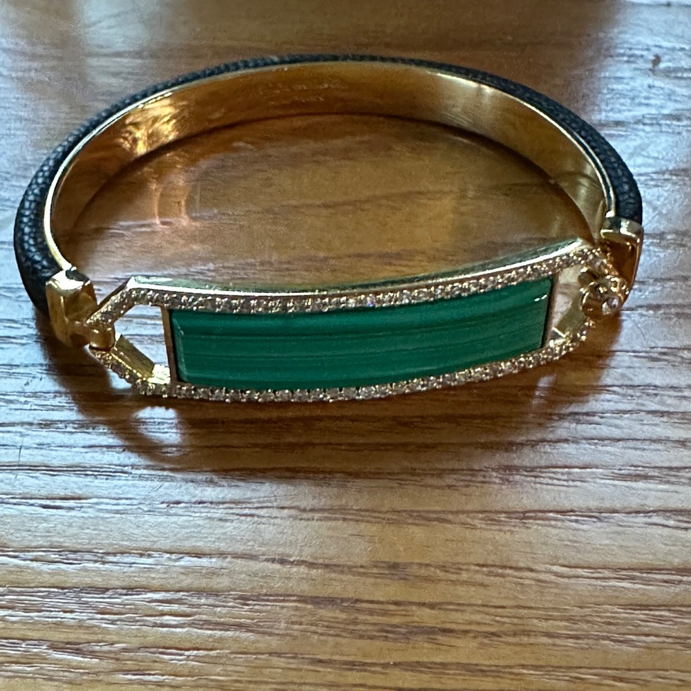 Henri Bendel Luxe Collection Malachite and Pave Hook Bracelet - Picture 2 of 6